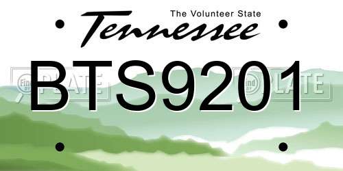 BTS9201 Tennessee License Plate