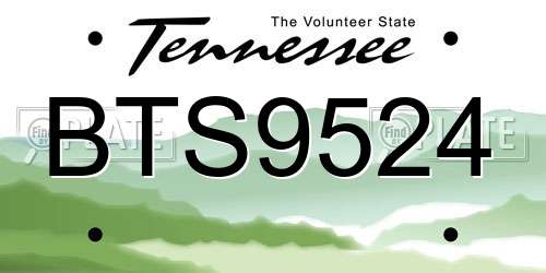 BTS9524 Tennessee License Plate
