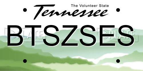 BTSZSES Tennessee License Plate
