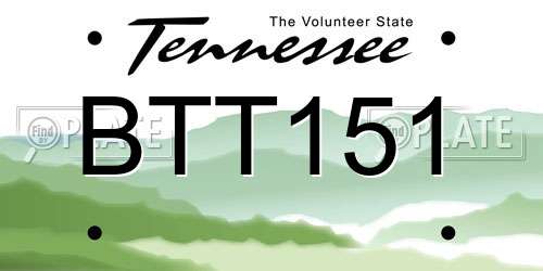 BTT151 Tennessee License Plate