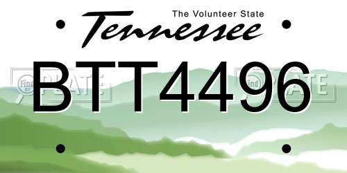 BTT4496 Tennessee License Plate