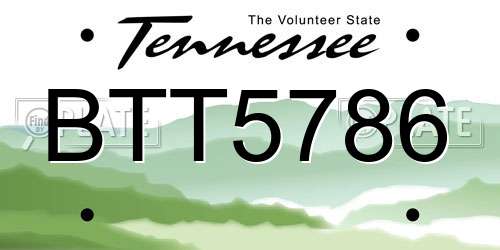 BTT5786 Tennessee License Plate