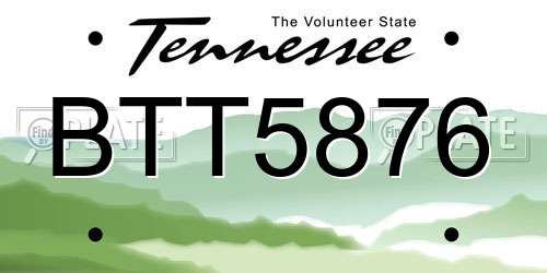 BTT5876 Tennessee License Plate