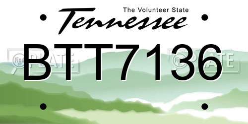 BTT7136 Tennessee License Plate
