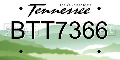BTT7366 Tennessee License Plate