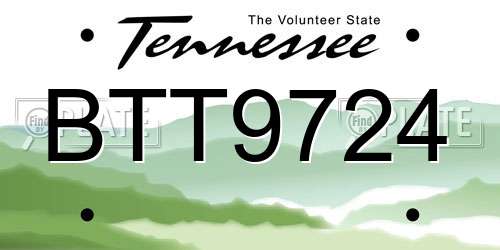 BTT9724 Tennessee License Plate