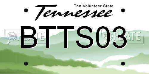 BTTS03 Tennessee License Plate
