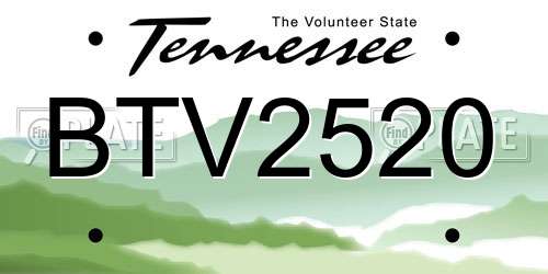 BTV2520 Tennessee License Plate