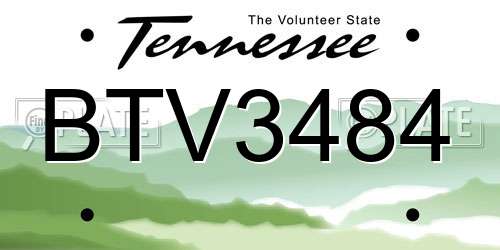 BTV3484 Tennessee License Plate