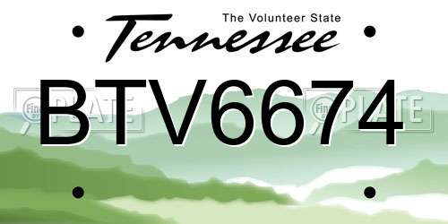 BTV6674 Tennessee License Plate