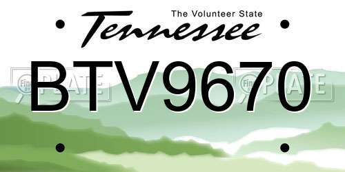 BTV9670 Tennessee License Plate