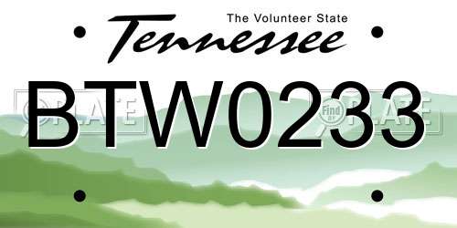 BTW0233 Tennessee License Plate