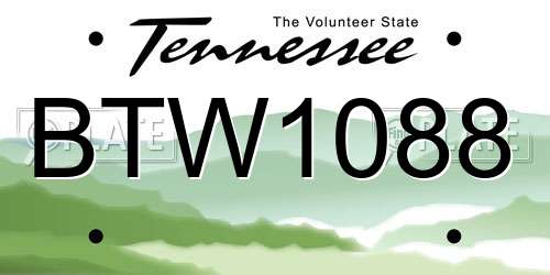 BTW1088 Tennessee License Plate