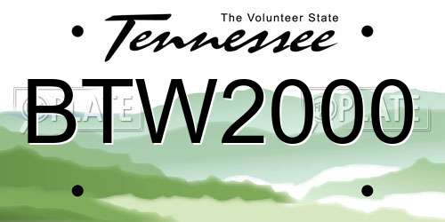 BTW2000 Tennessee License Plate