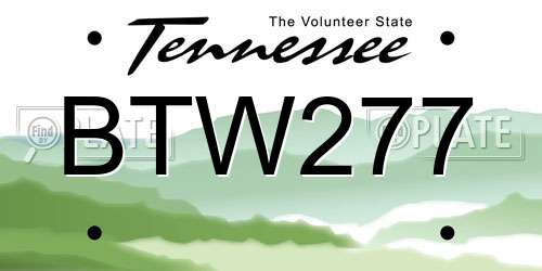 BTW277 Tennessee License Plate