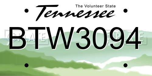 BTW3094 Tennessee License Plate