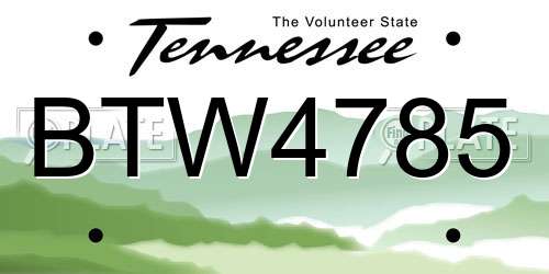 BTW4785 Tennessee License Plate
