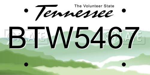 BTW5467 Tennessee License Plate