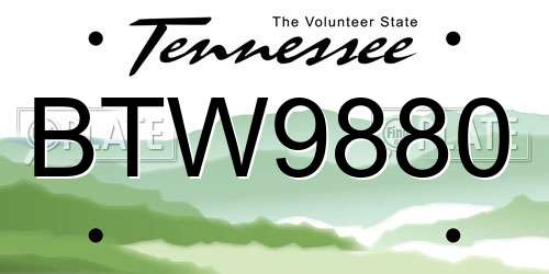 BTW9880 Tennessee License Plate