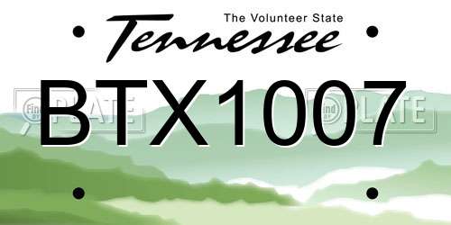 BTX1007 Tennessee License Plate