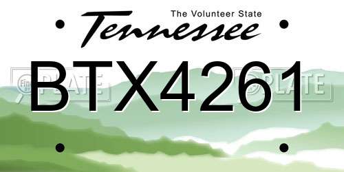 BTX4261 Tennessee License Plate