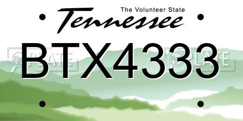 BTX4333 Tennessee License Plate