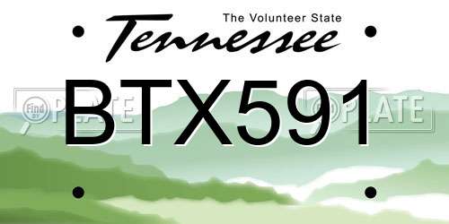 BTX591 Tennessee License Plate
