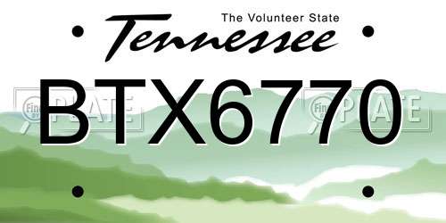 BTX6770 Tennessee License Plate