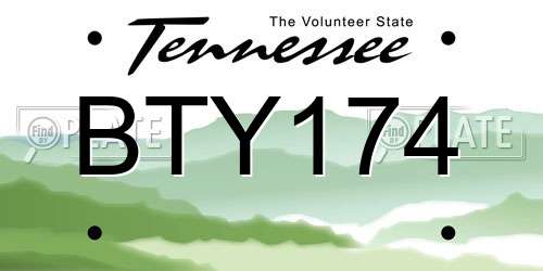 BTY174 Tennessee License Plate