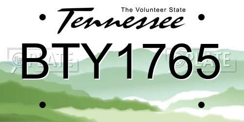 BTY1765 Tennessee License Plate