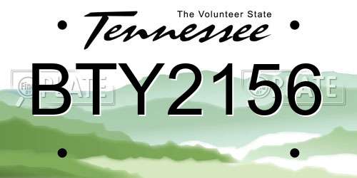 BTY2156 Tennessee License Plate