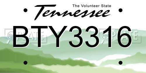 BTY3316 Tennessee License Plate