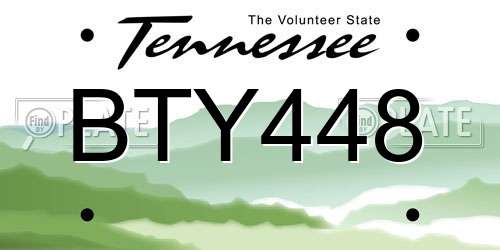 BTY448 Tennessee License Plate