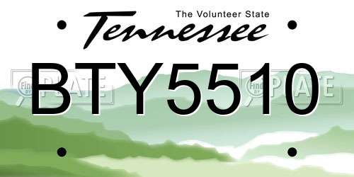 BTY5510 Tennessee License Plate