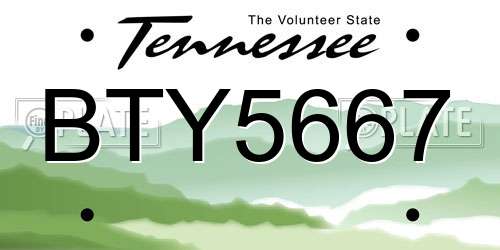 BTY5667 Tennessee License Plate