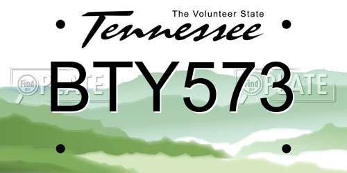 BTY573 Tennessee License Plate