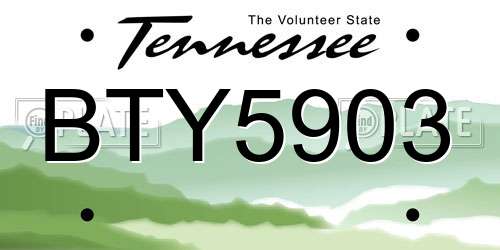 BTY5903 Tennessee License Plate