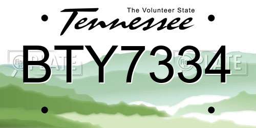 BTY7334 Tennessee License Plate
