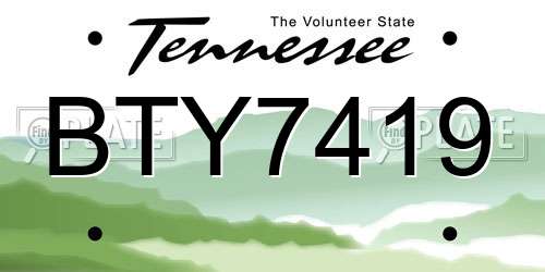 BTY7419 Tennessee License Plate