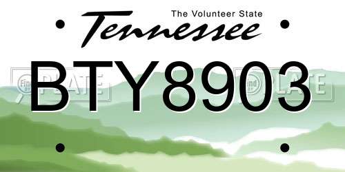 BTY8903 Tennessee License Plate