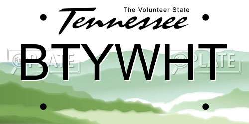 BTYWHT Tennessee License Plate