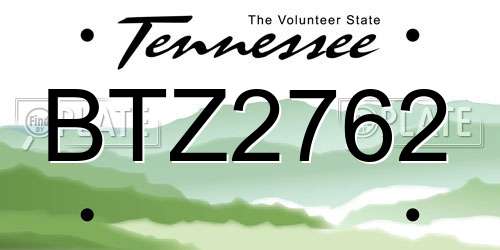 BTZ2762 Tennessee License Plate