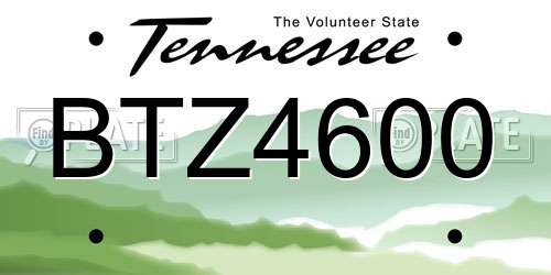 BTZ4600 Tennessee License Plate