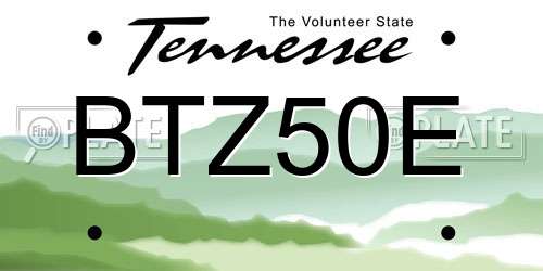 BTZ50E Tennessee License Plate