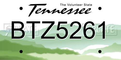 BTZ5261 Tennessee License Plate