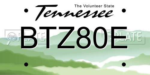 BTZ80E Tennessee License Plate