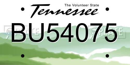 BU54075 Tennessee License Plate