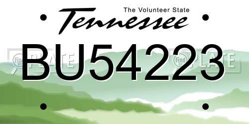 BU54223 Tennessee License Plate