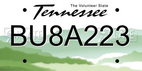 BU8A223 Tennessee License Plate
