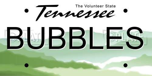 BUBBLES Tennessee License Plate